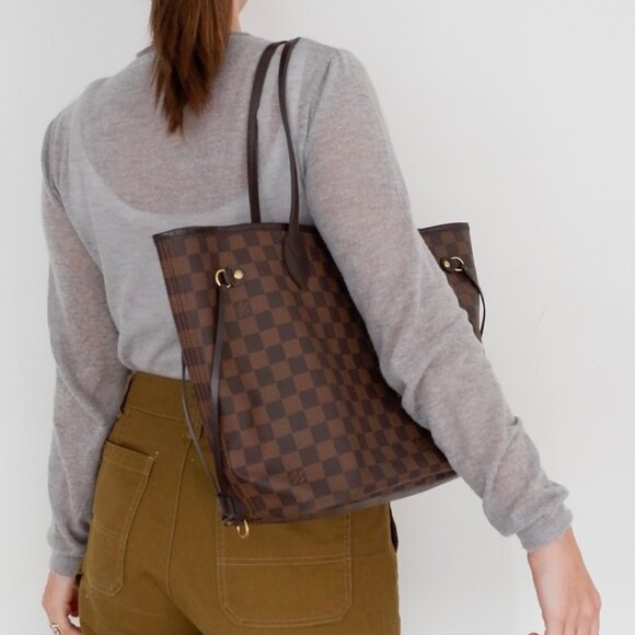 Authentic Preowned Louis Vuitton Damier Ebene Neverfull MM - Picture 1 of 16